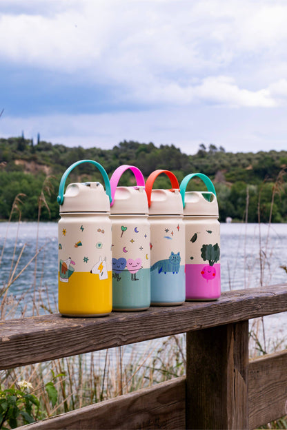 Stainless Steel Insulated Water Bottle for Children with Fun Dog Design