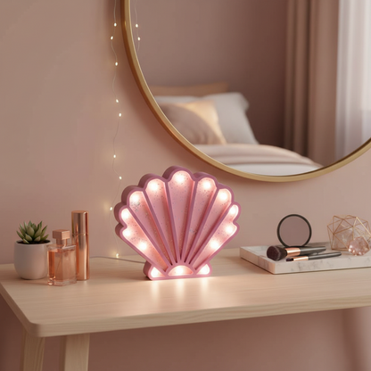 Mermaid &amp; Shell Wooden Light-Up Figurines