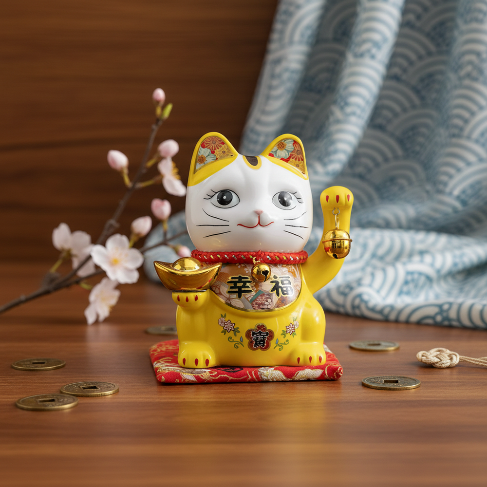 Yellow Lucky Cat Piggy Bank