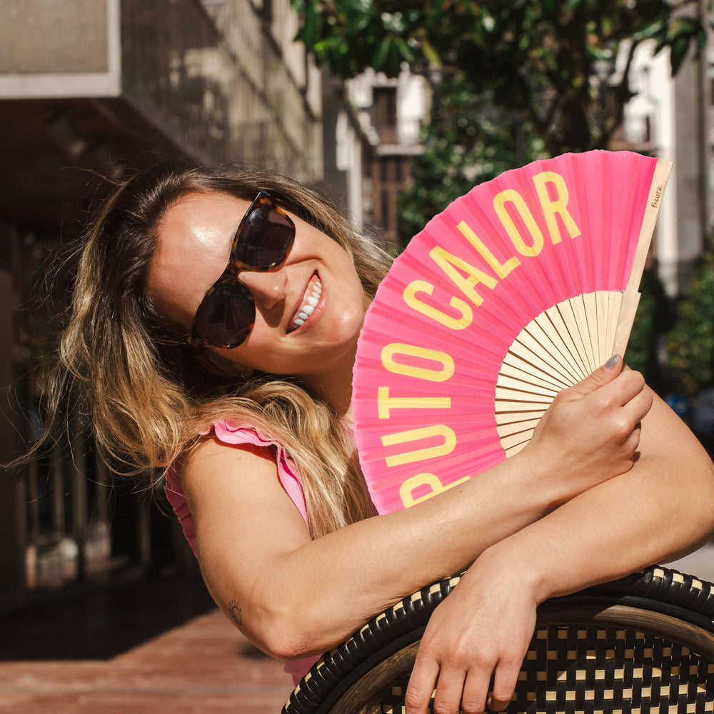 Éventail « Puto calor » Rose