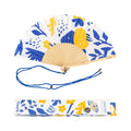 Éventail Fleurs Bleu et Jaune