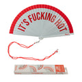 Éventail « It’s fucking hot » Rouge