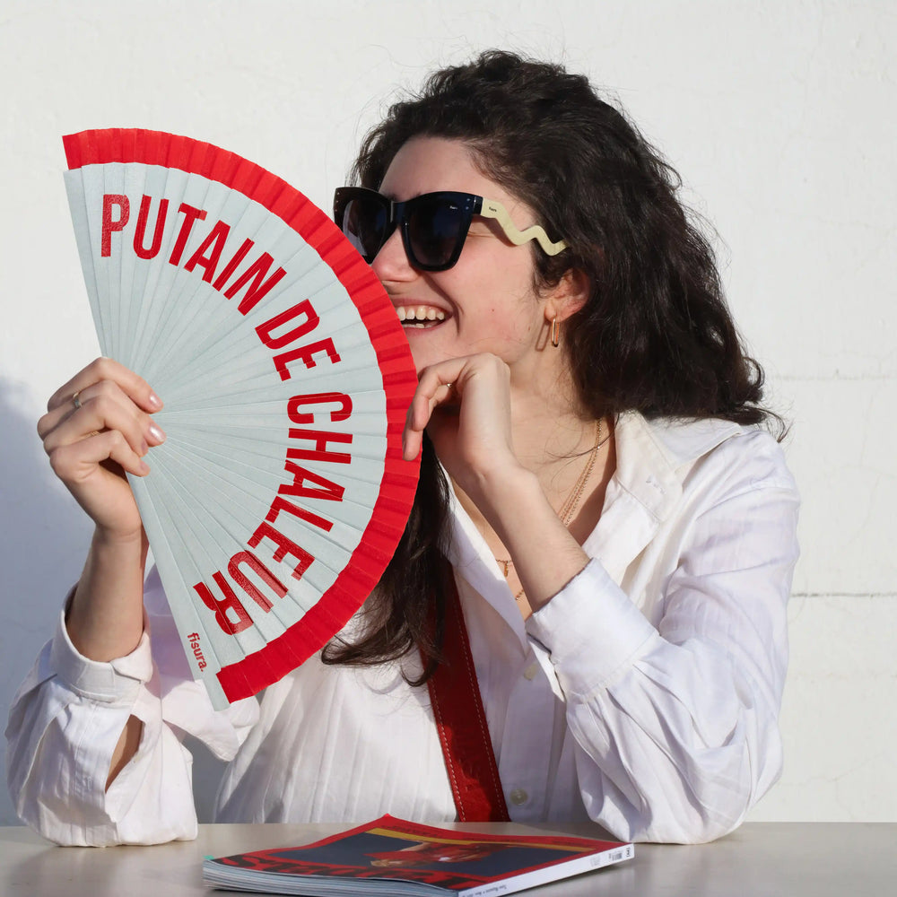 Éventail Imprimé « Putain de chaleur » Rouge