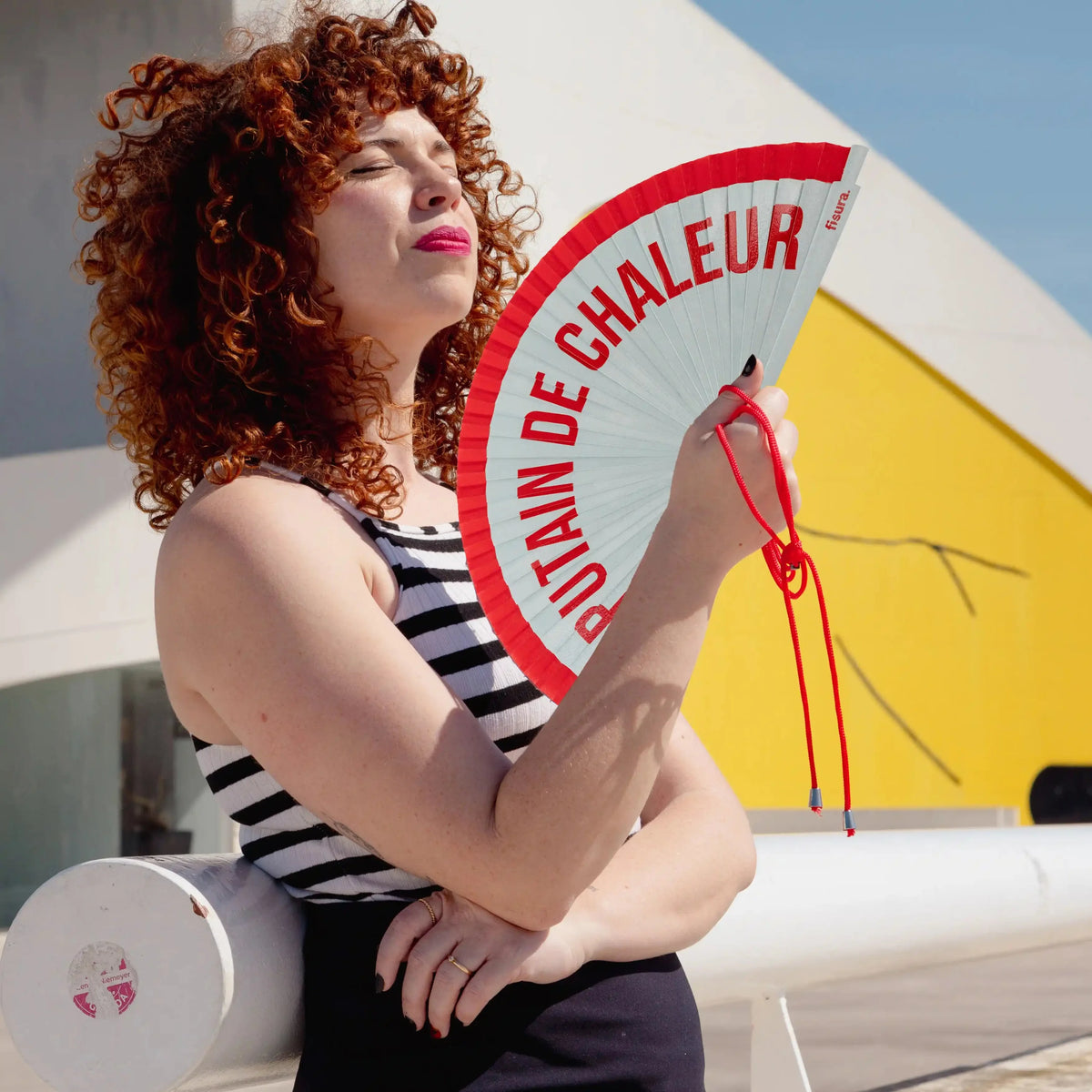 Éventail Imprimé « Putain de chaleur » Rouge – Fisura – vue 5