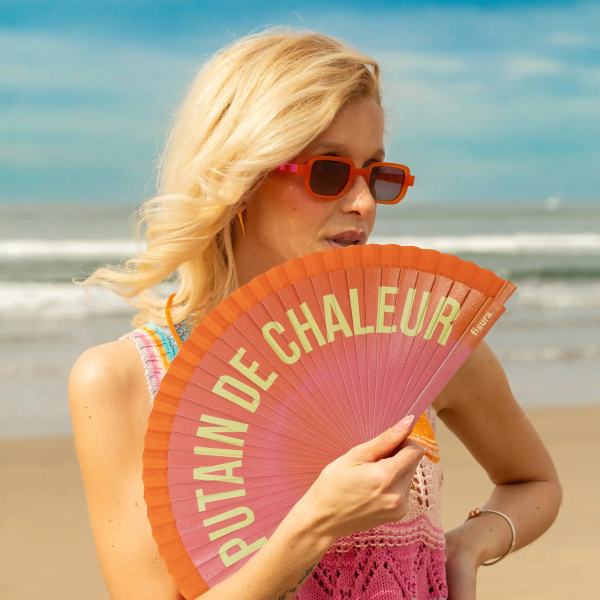 Éventail « Putain de chaleur » Dégradé Orange