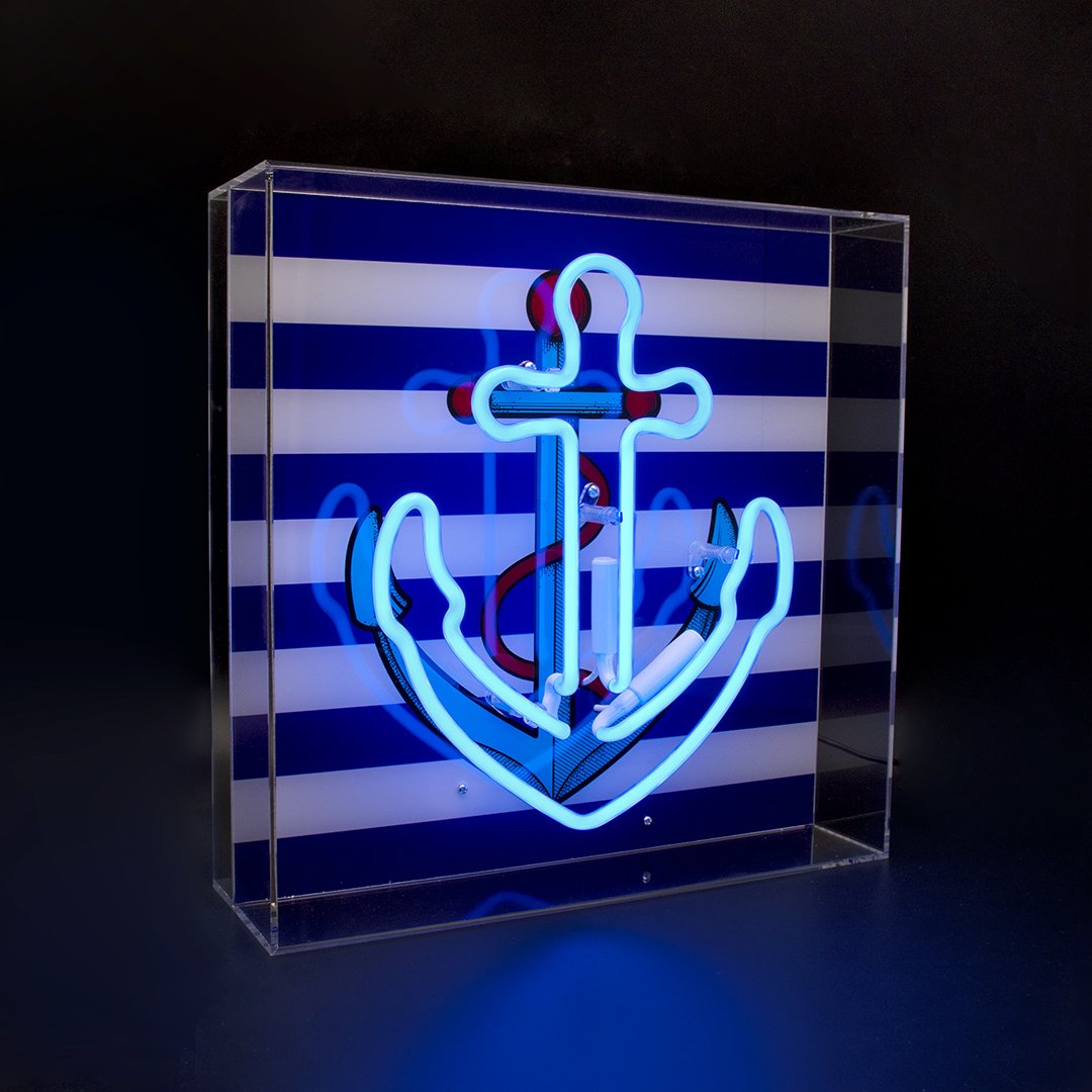 'Anchor' Large Glass Neon Sign