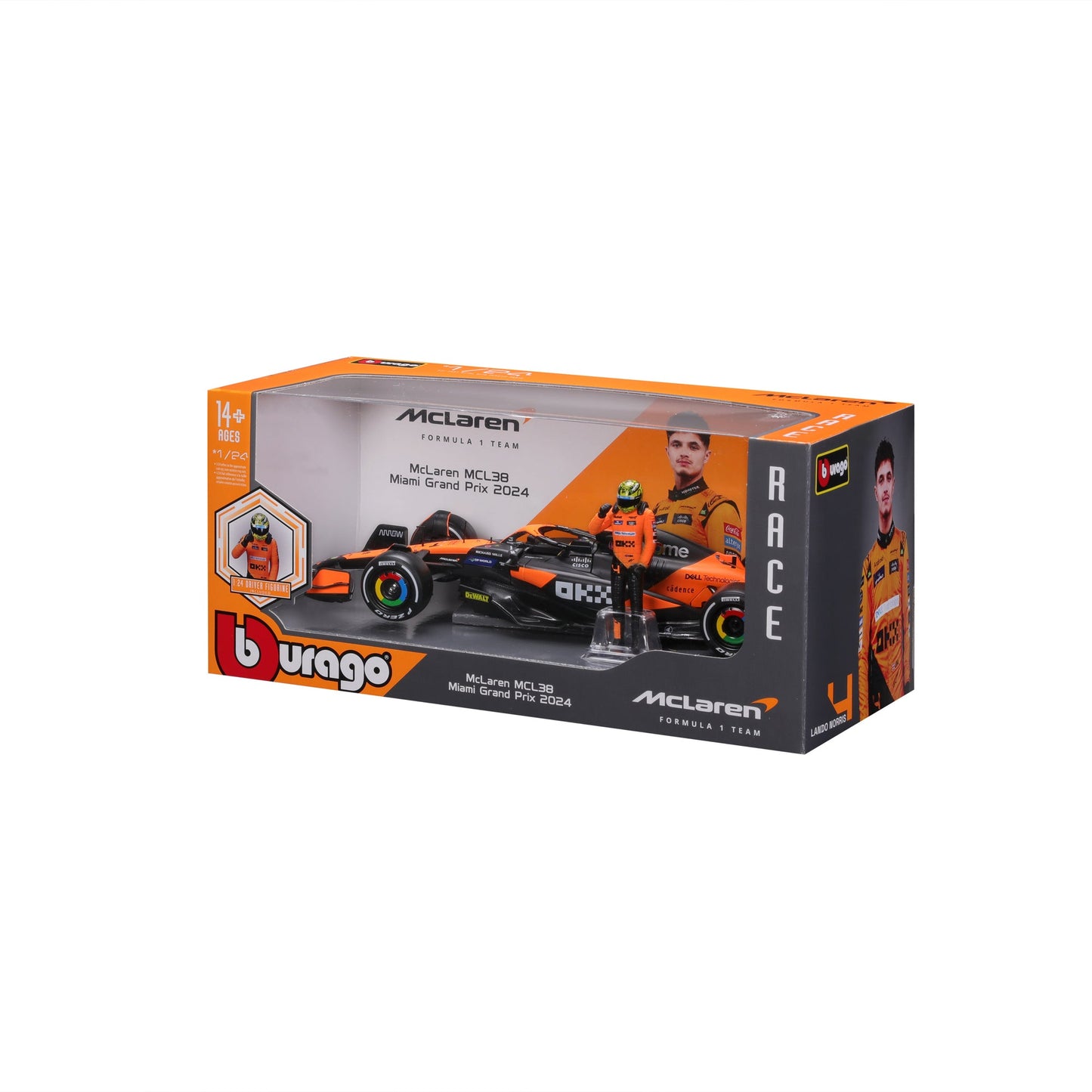 1:24 F1 MCLAREN MCL38 2024 WITH NORRIS DRIVER FIGURE