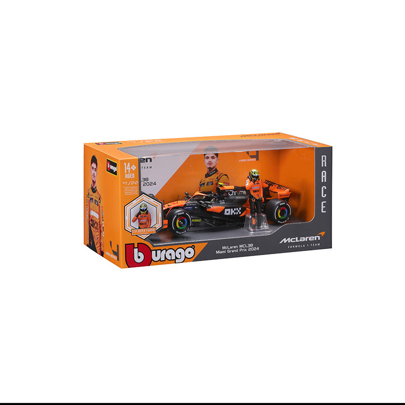 1:24 F1 MCLAREN MCL38 2024 WITH NORRIS DRIVER FIGURE