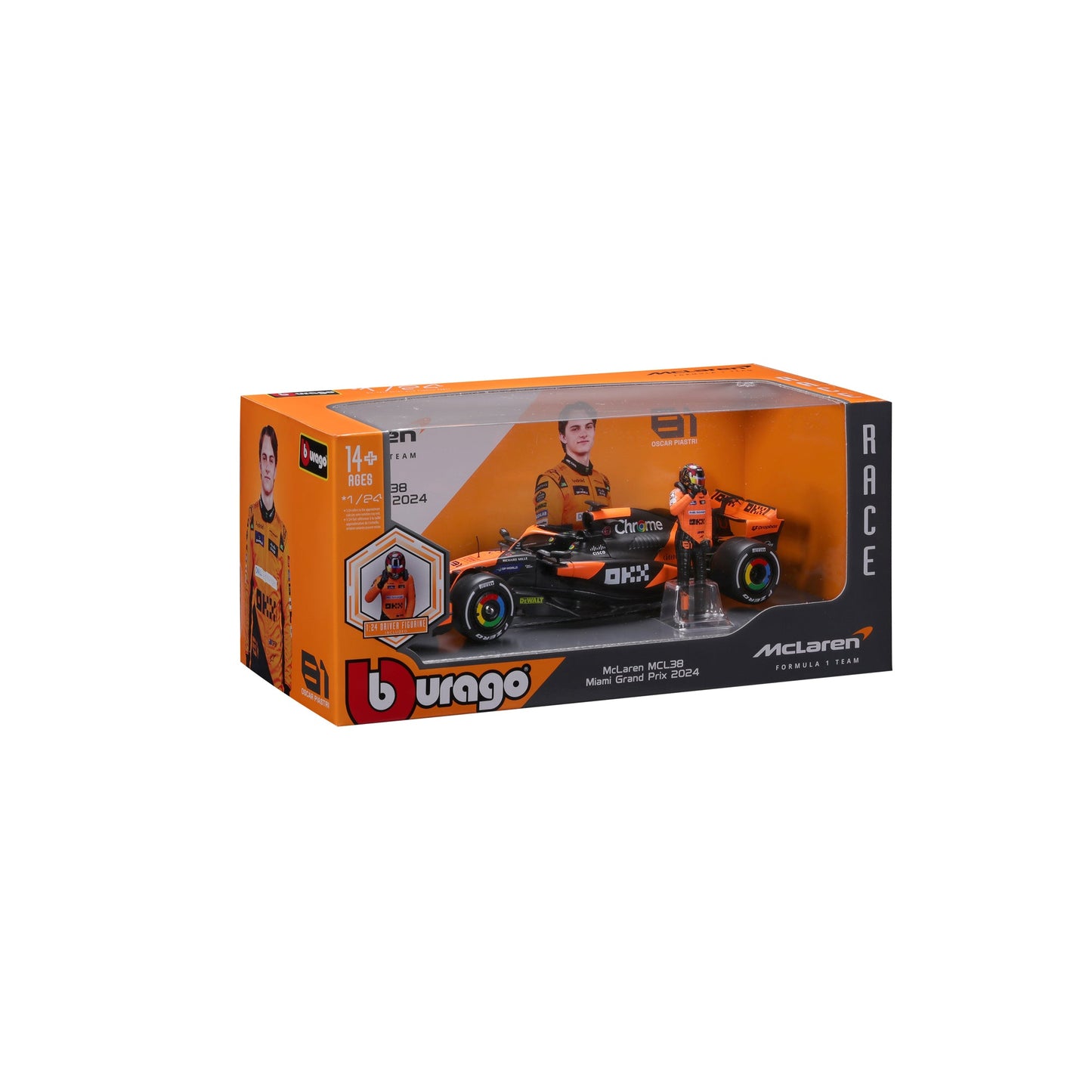 1:24 F1 MCLAREN MCL38 2024 AVEC FIGURINE PILOTE PIASTRI