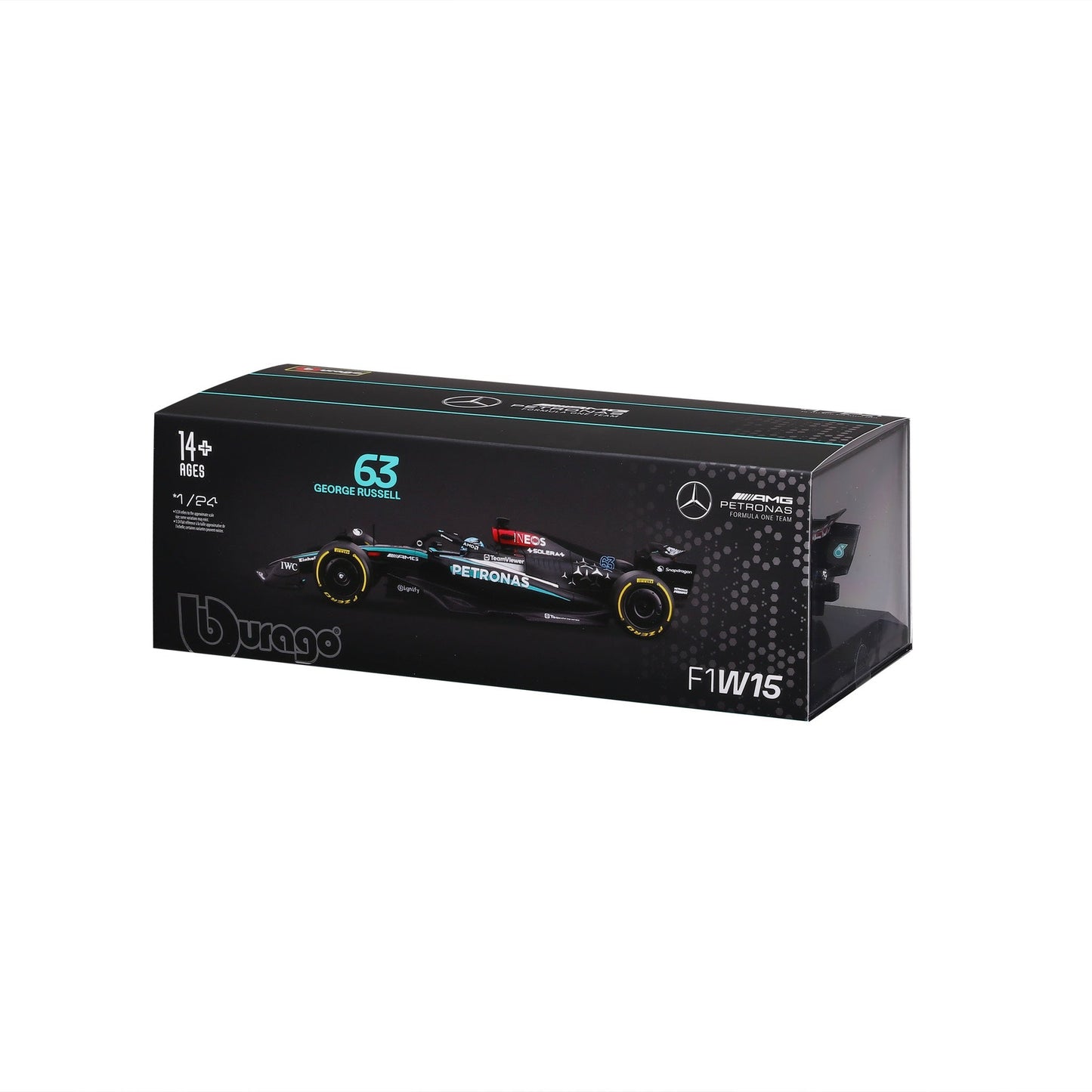 1:24 F1 MERCEDES AMG W15 2024 WITH HELMET RUSSELL