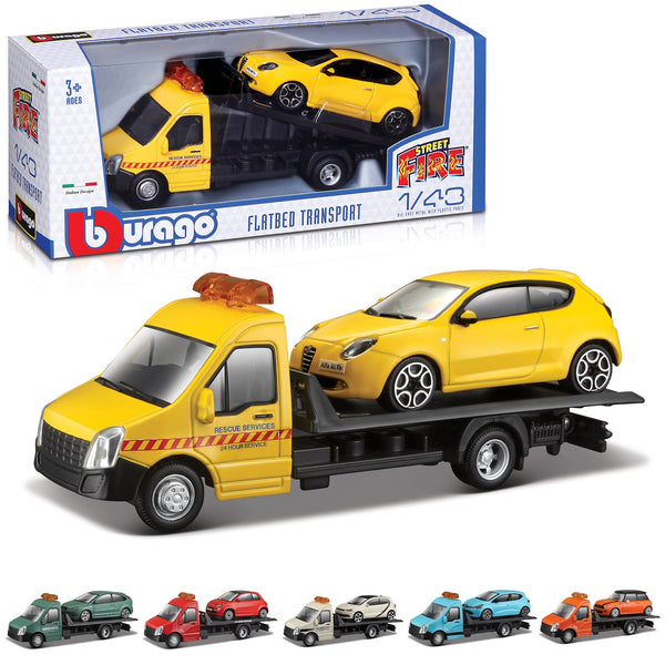 1:43 STREET FIRE ASSORTIMENT DE TRANSPORT À PLATEAU