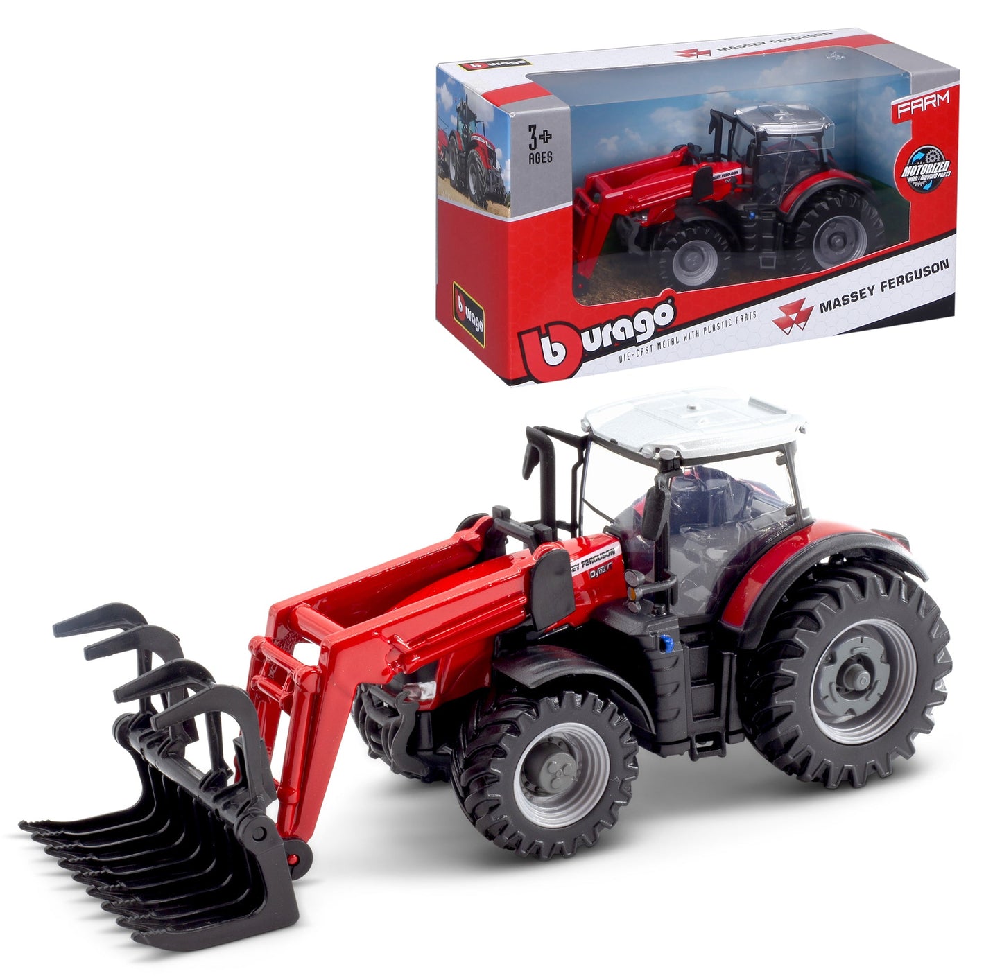 TRACTEUR MASSEY FERGUSSON 8740S DE 10 CM AVEC CHARGEUR FRONTAL ET GRABBER