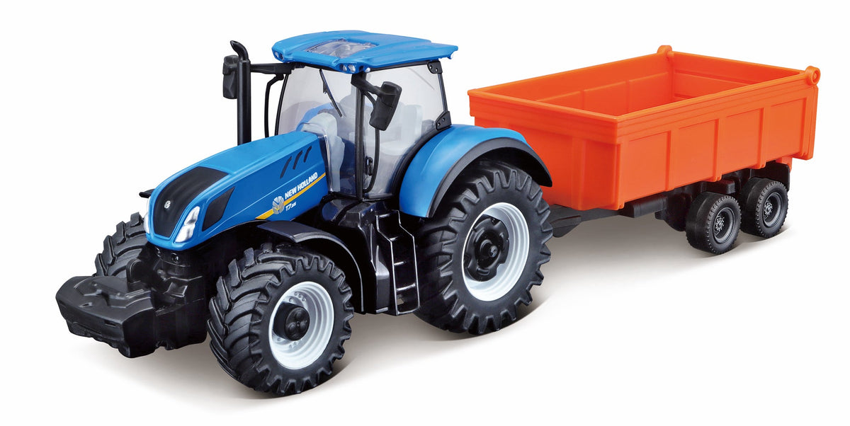 TRACTEUR NEW HOLLAND T7.315 DE 10 CM AVEC REMORQUE BASCULANTE