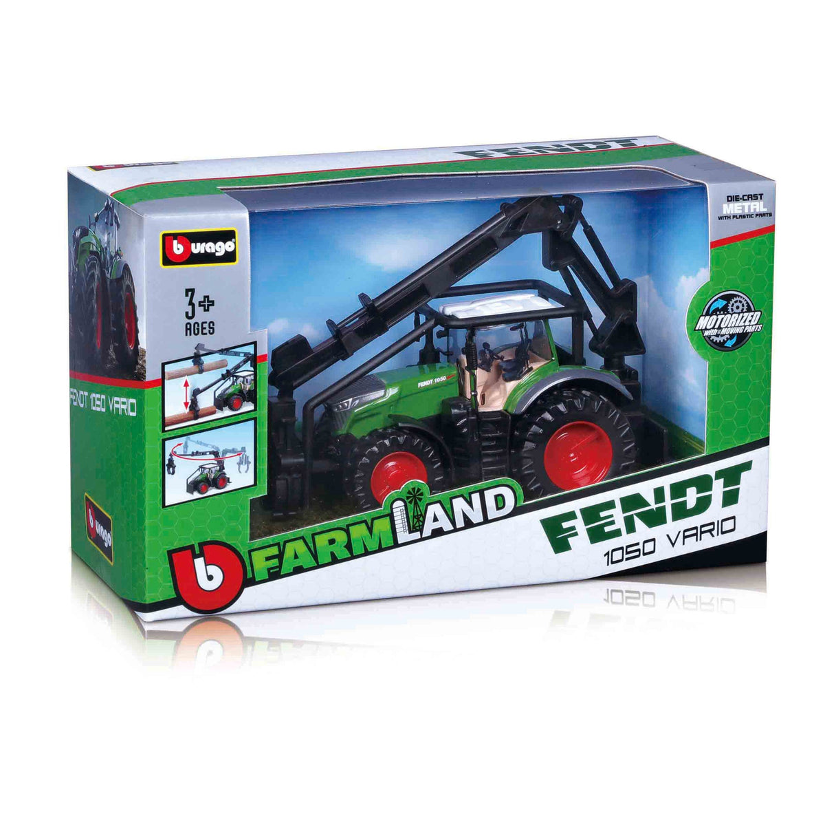 TRACTEUR FENDT 1050 VARIO DE 10 CM AVEC CHARGEUR FRONTAL ET 3 GRUMES