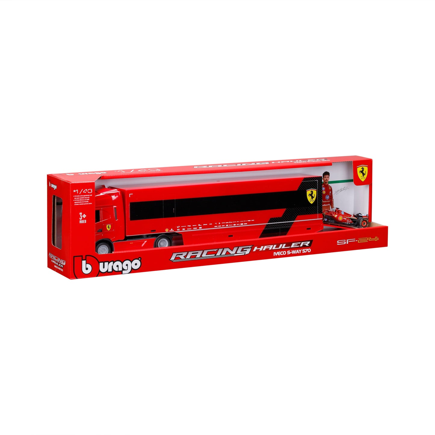1:43 F1 FERRARI IVECO S-Way 570 RACING TRANSPORTER WITH A CAR