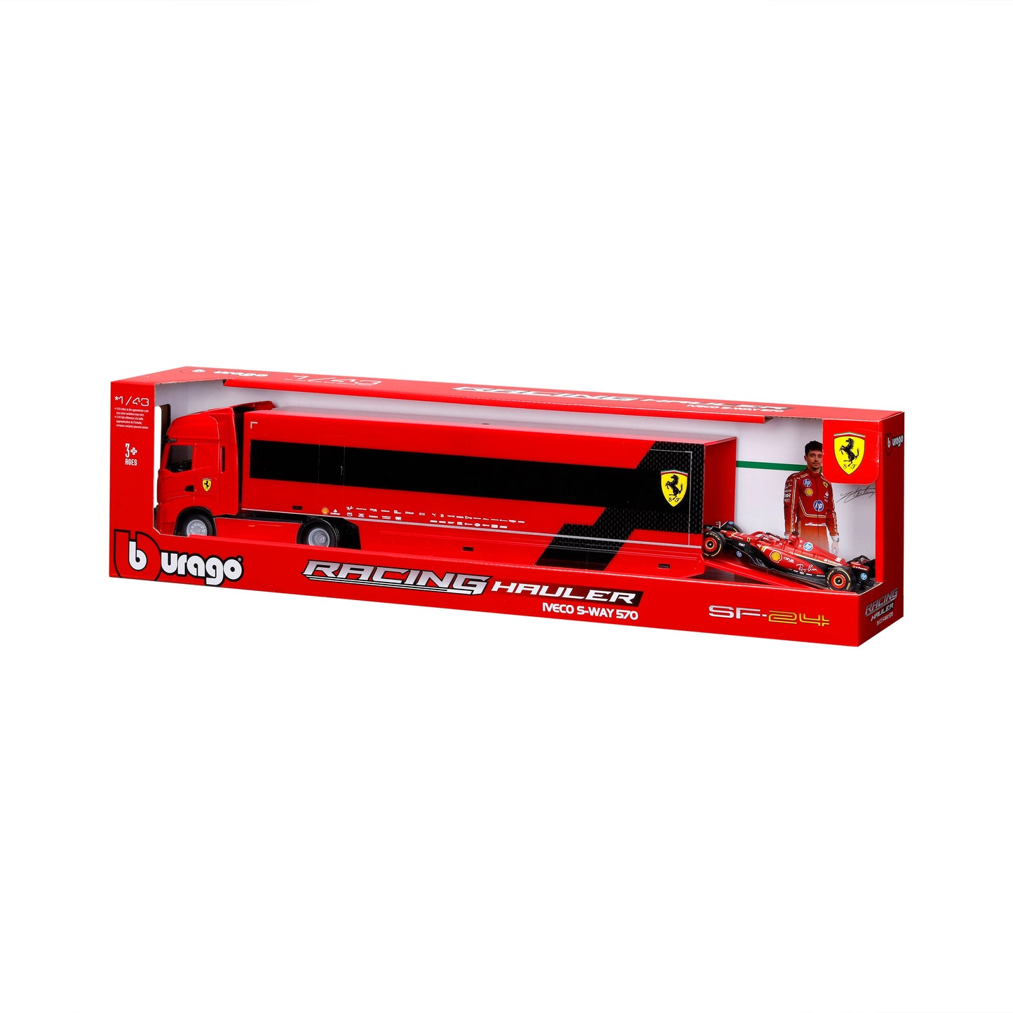 1:43 F1 FERRARI IVECO S-Way 570 RACING TRANSPORTER WITH A CAR