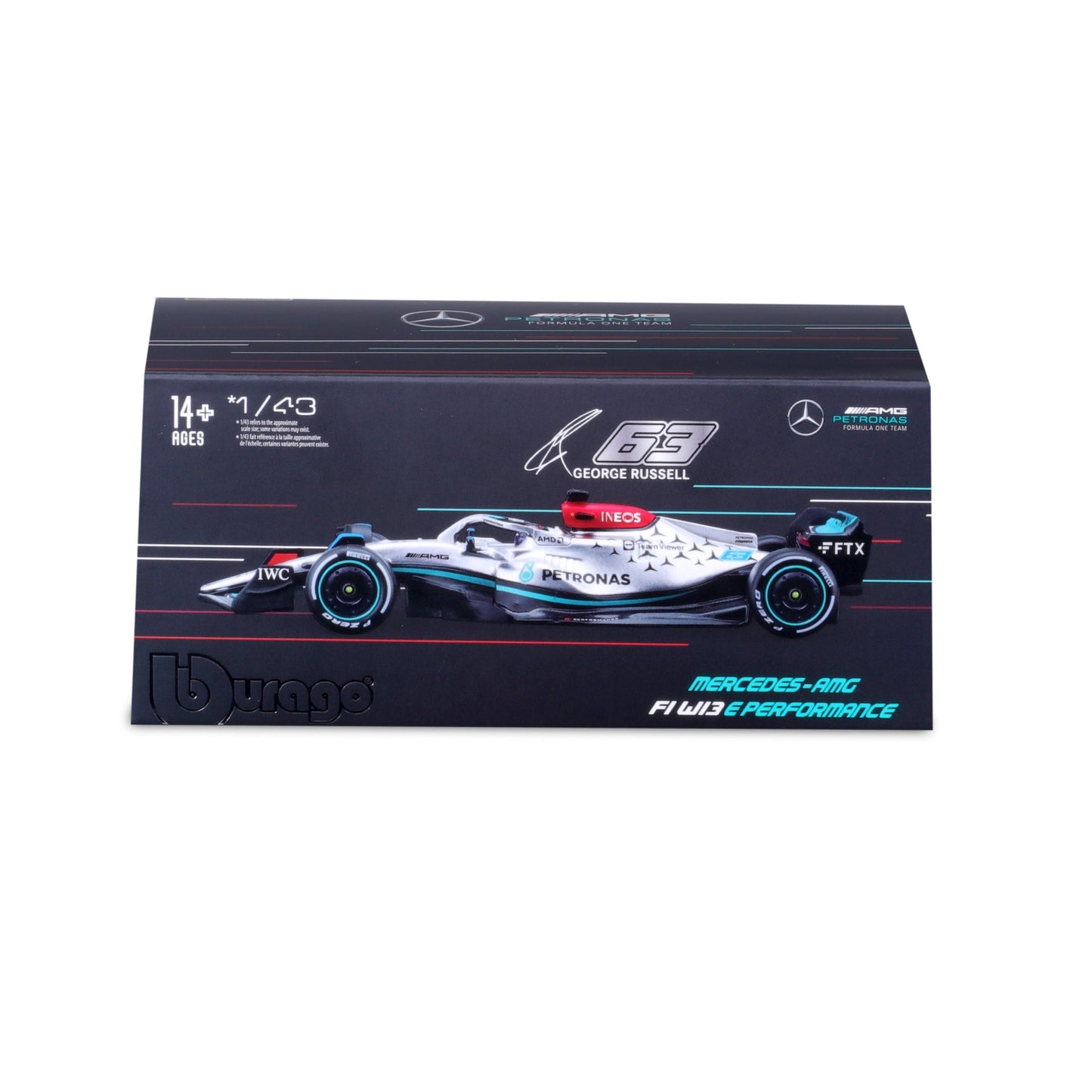1:43 F1 MB W13 E PERFORMANCE 2022 AVEC CASQUE RUSSELL