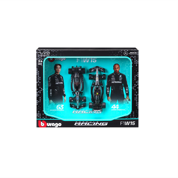 1:43 F1 MERCEDES AMG W15 2024 PACK DE DEUX HAMILTON ET RUSSELL