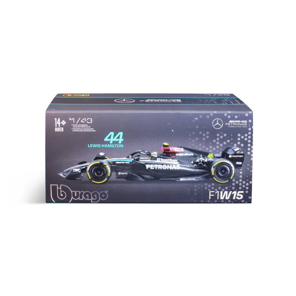 1:43 F1 MERCEDES AMG W15 2024 AVEC CASQUE HAMILTON