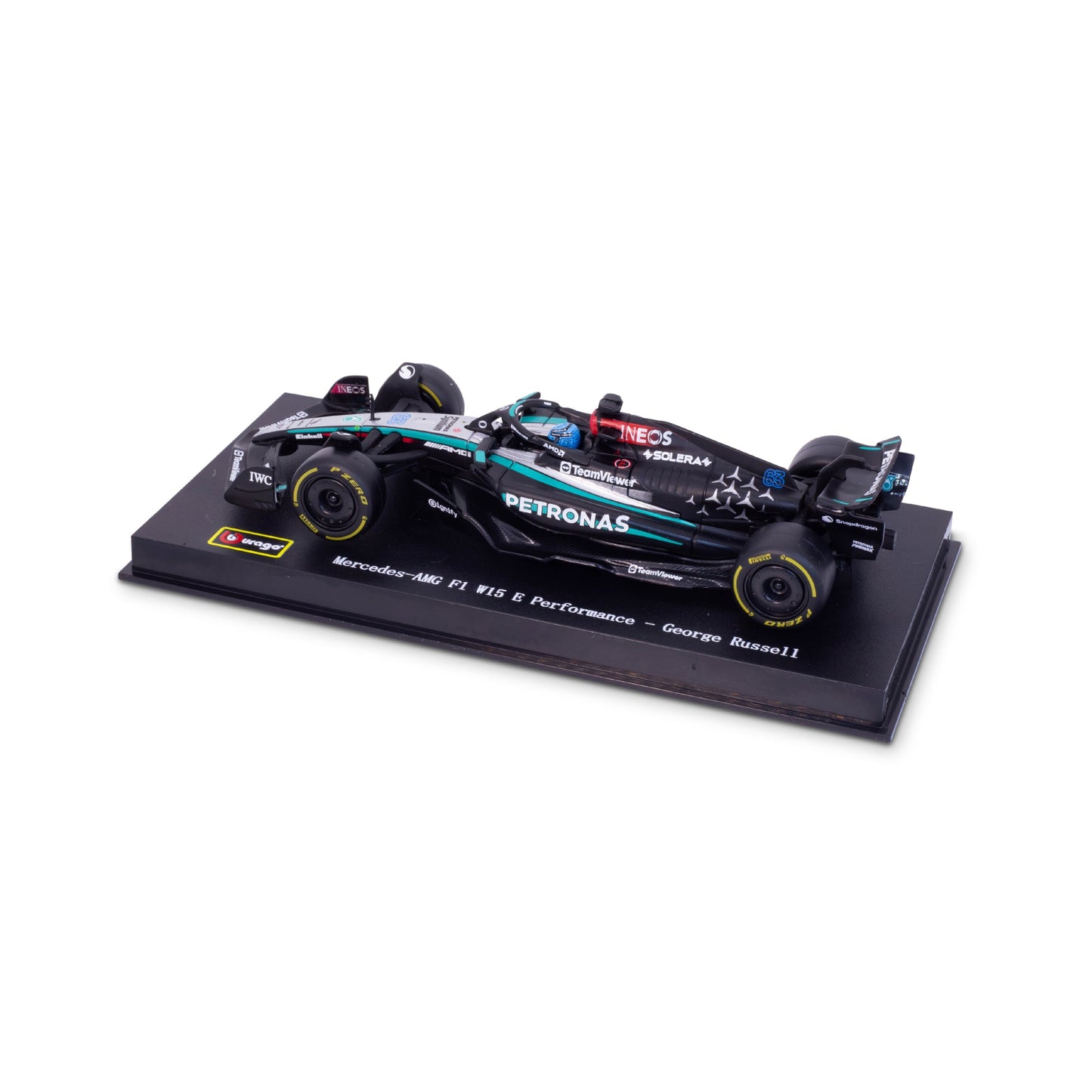 1:43 F1 MERCEDES AMG W15 2024 AVEC CASQUE RUSSELL