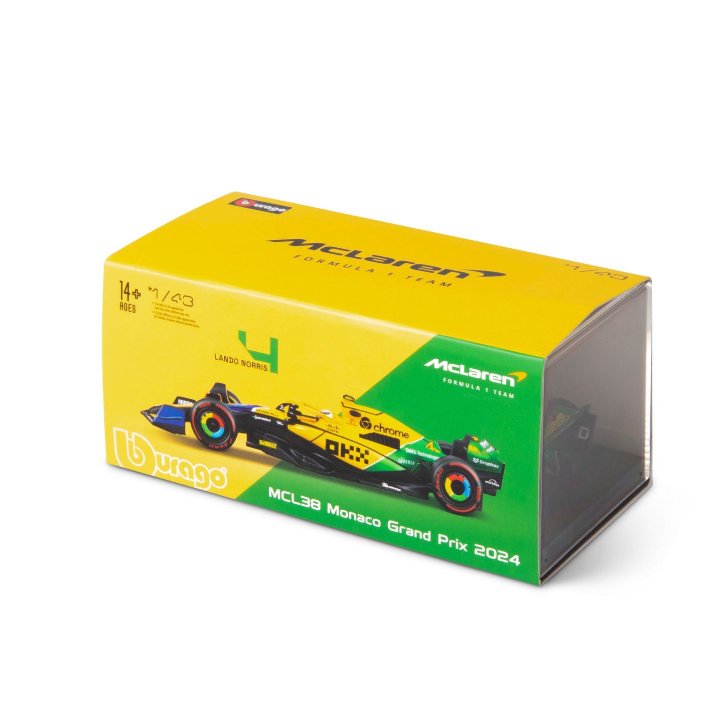 1:43 F1 MCLAREN MCL38 2024 WITH NORRIS SENNA LIVERY HELMET