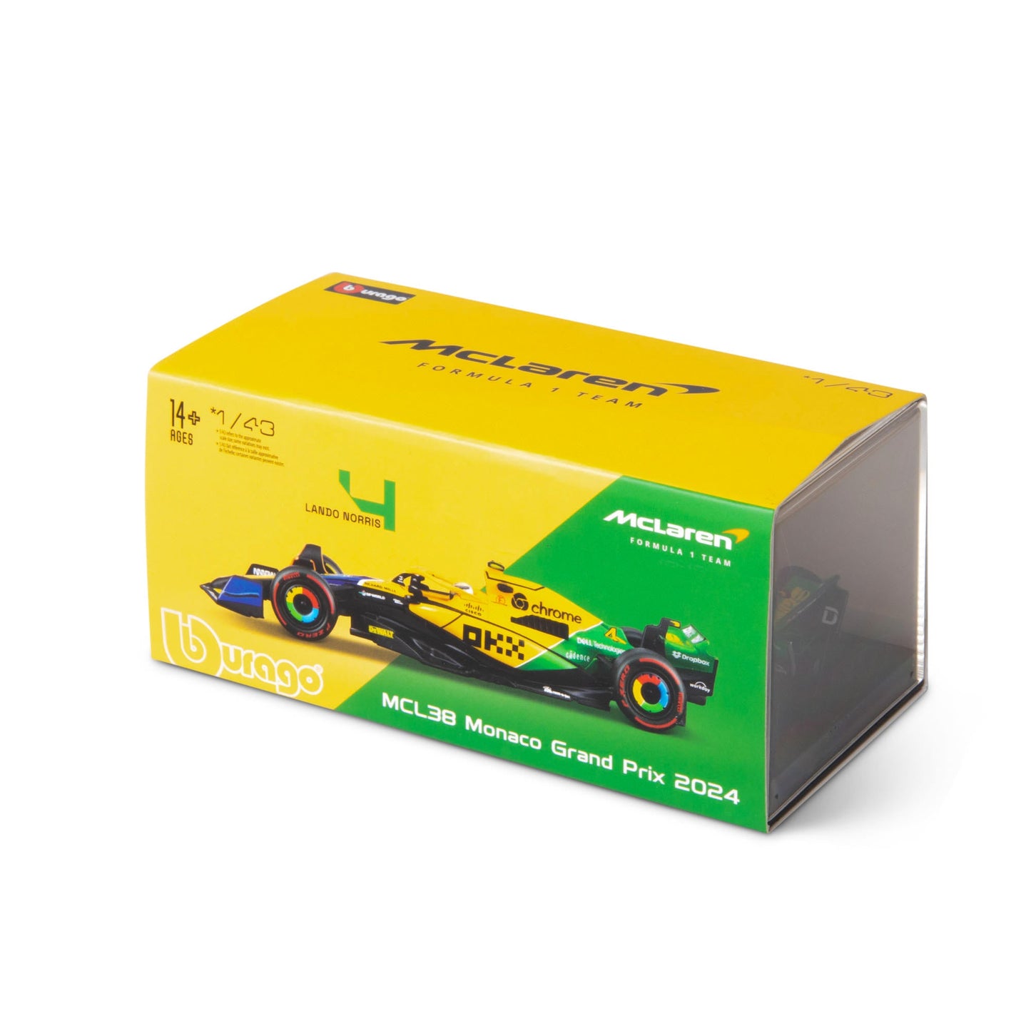 1:43 F1 MCLAREN MCL38 2024 WITH NORRIS SENNA LIVERY HELMET