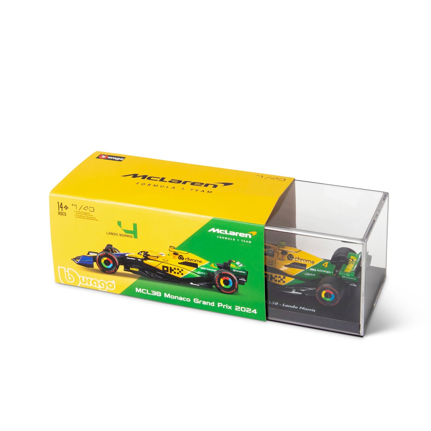 1:43 F1 MCLAREN MCL38 2024 WITH NORRIS SENNA LIVERY HELMET