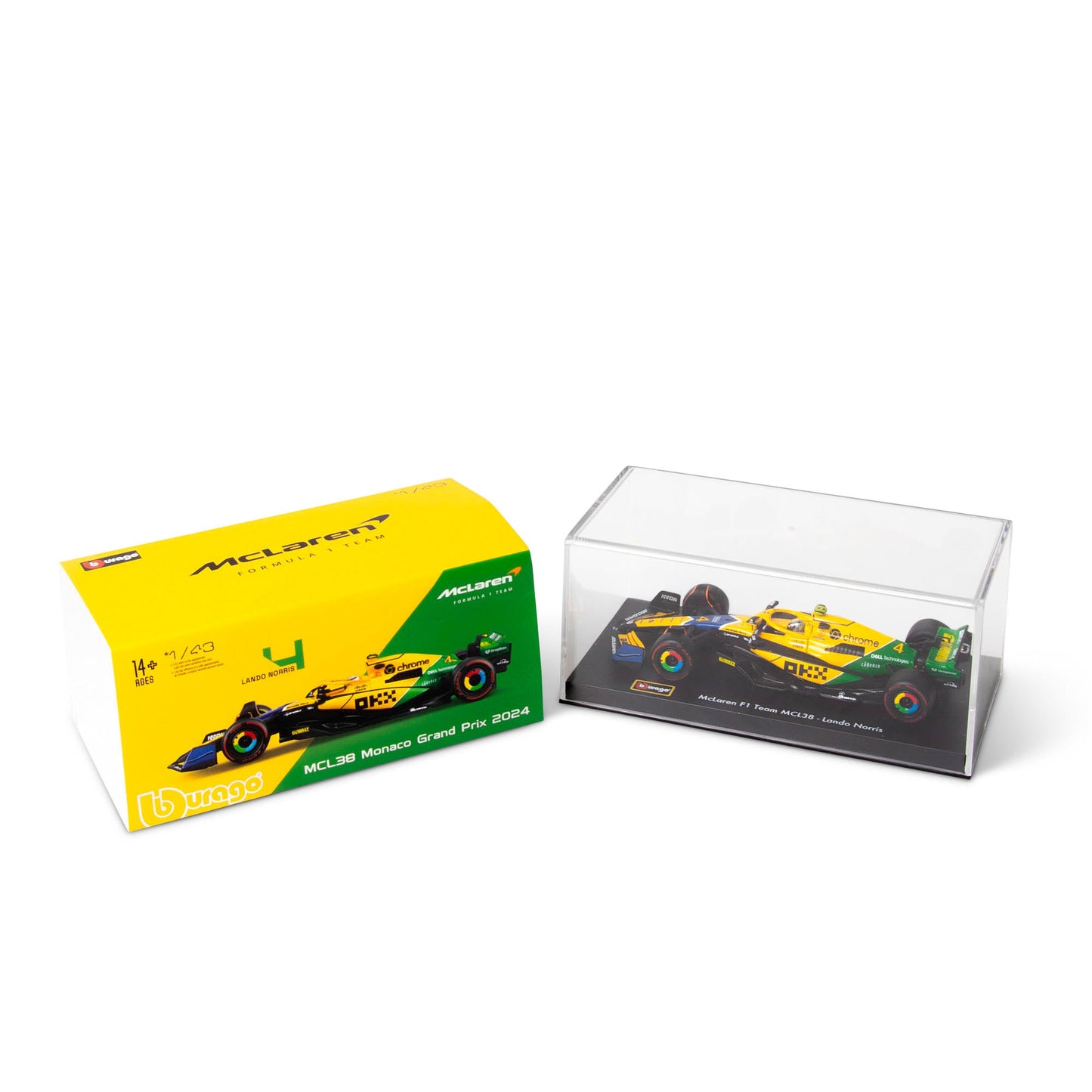 1:43 F1 MCLAREN MCL38 2024 WITH NORRIS SENNA LIVERY HELMET