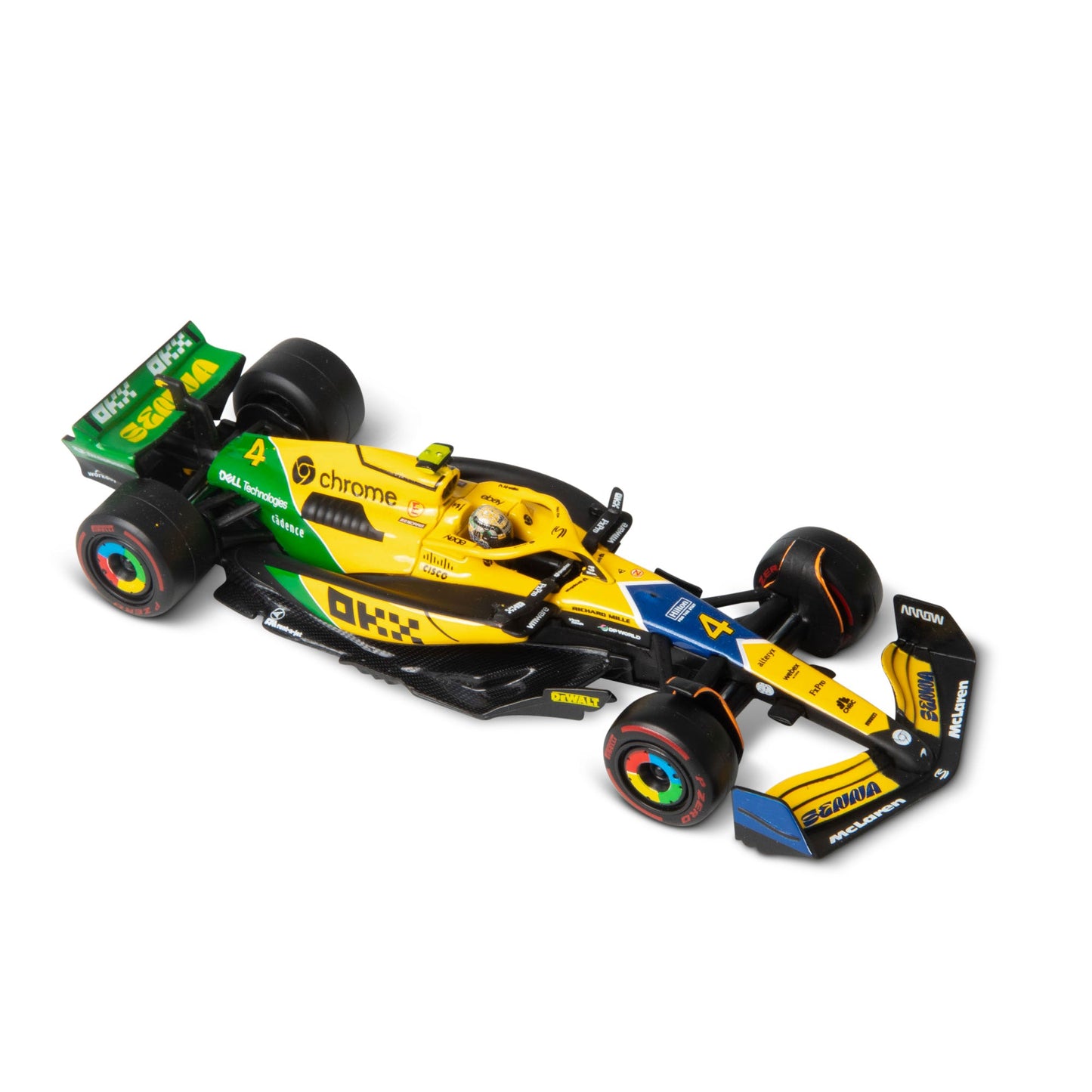 1:43 F1 MCLAREN MCL38 2024 WITH NORRIS SENNA LIVERY HELMET