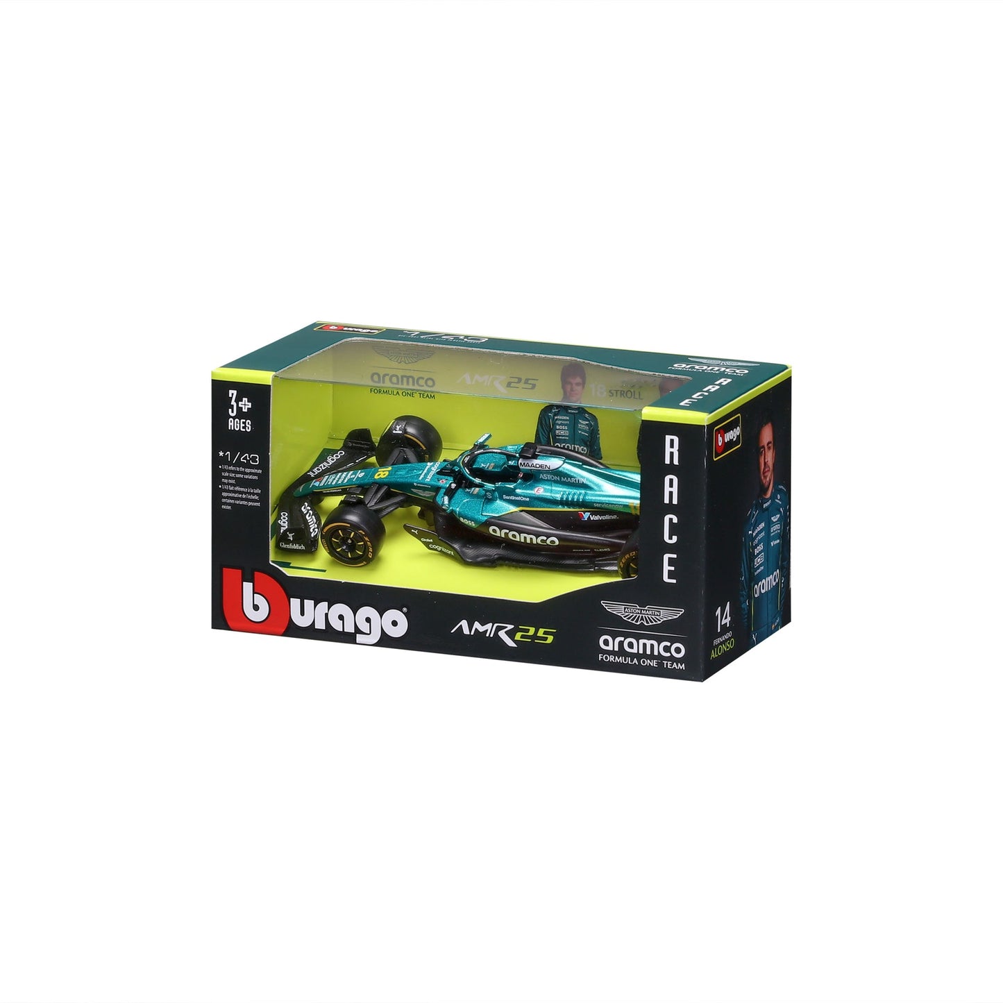 1:43 F1 ASTON MARTIN AMR25 2025 STROLL IN 12PC DISPENSER