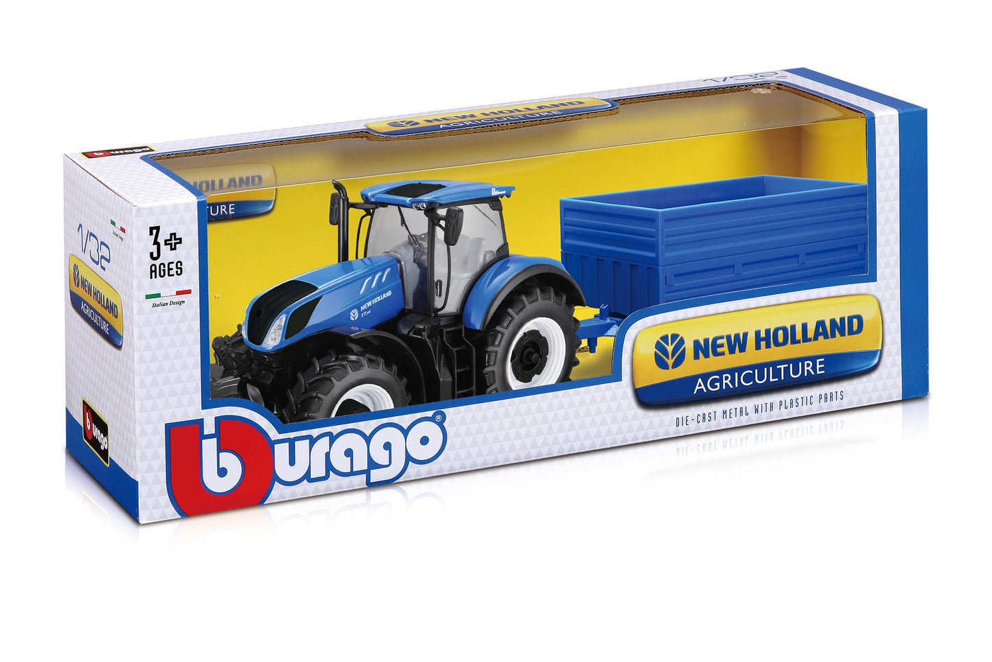 TRACTEUR NEW HOLLAND T7.315 AVEC REMORQUE À FOIN 1:32