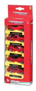 PACK DE 5 VÉHICULES FERRARI RACE AND PLAY 1:64