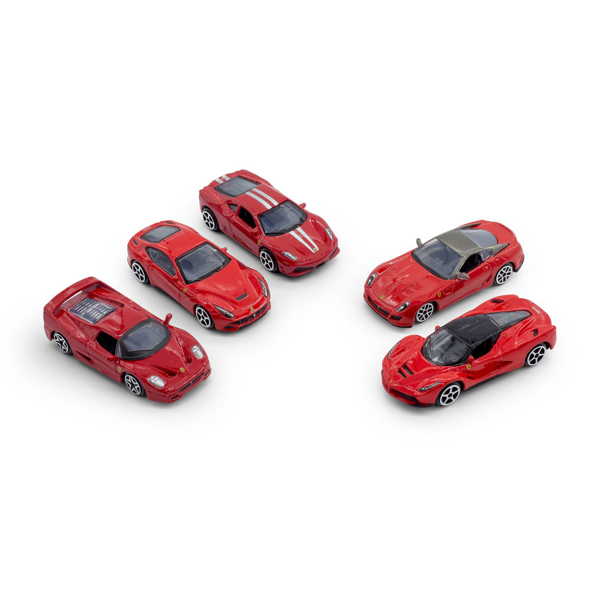 PACK DE 5 VÉHICULES FERRARI RACE AND PLAY 1:64