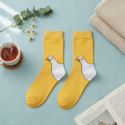 Yellow White Duck Socks