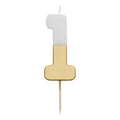 White & Gold Birthday Number Candle - 1