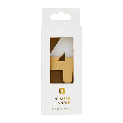 White & Gold Birthday Number Candle - 4