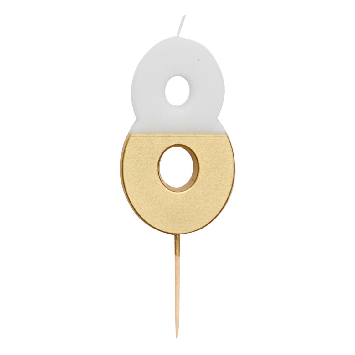 White & Gold Birthday Number Candle - 8