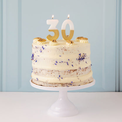 White & Gold Birthday Number Candle - 3