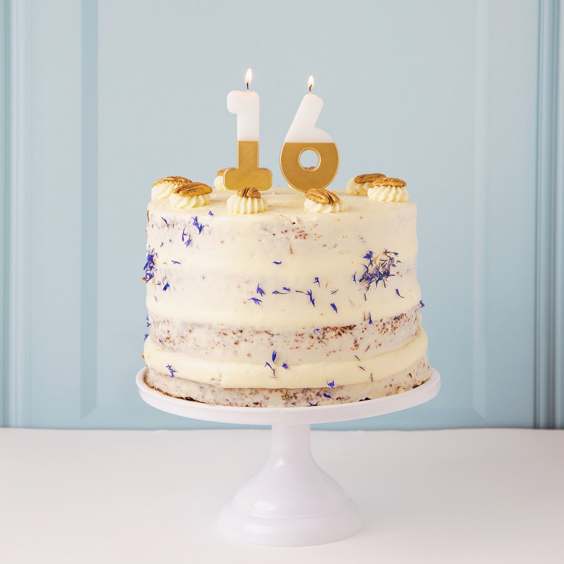 White & Gold Birthday Number Candle - 6