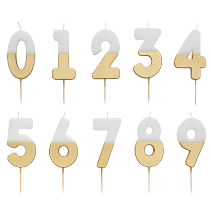White & Gold Birthday Number Candle - 3