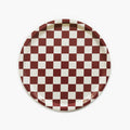 Burgundy/Cream CHECKER Round Serving Tray - 31 cm