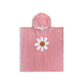 Beach Poncho - Red/White - Daisy Flower - 65 x 65 cm