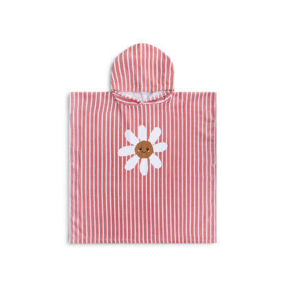 Beach Poncho - Red/White - Daisy Flower - 65 x 65 cm