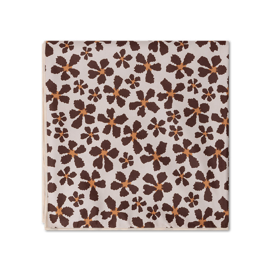 Beach Towel Microfiber - Brown - Wild Flower - 180 x 180 cm