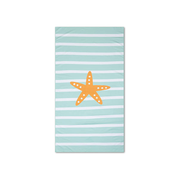 Beach Towel Microfiber - Green/White - Stars - 170 x 90 cm