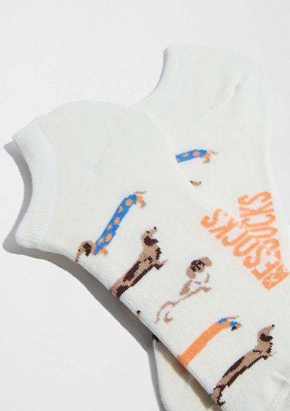 Chaussettes courtes BePets Teckels Blanc Cassé