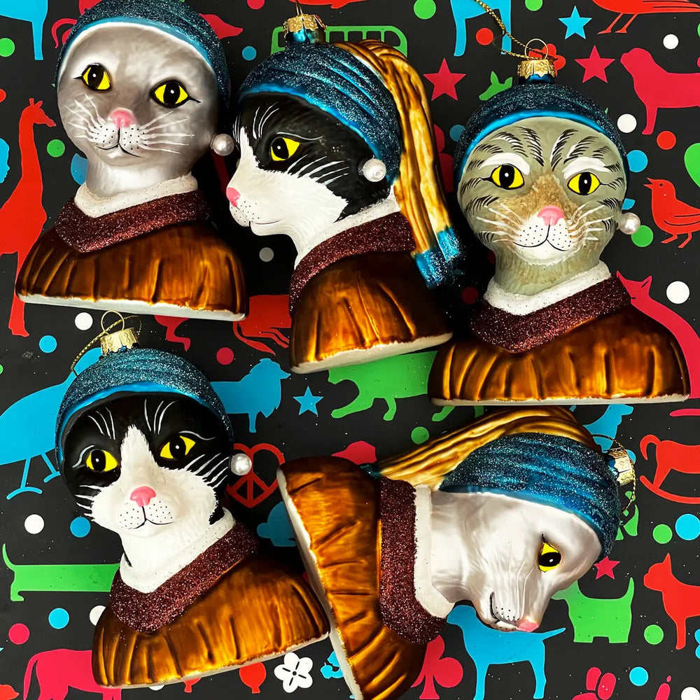 Weihnachtsanhänger weiße Katze « La Jeune Fille à la perle »