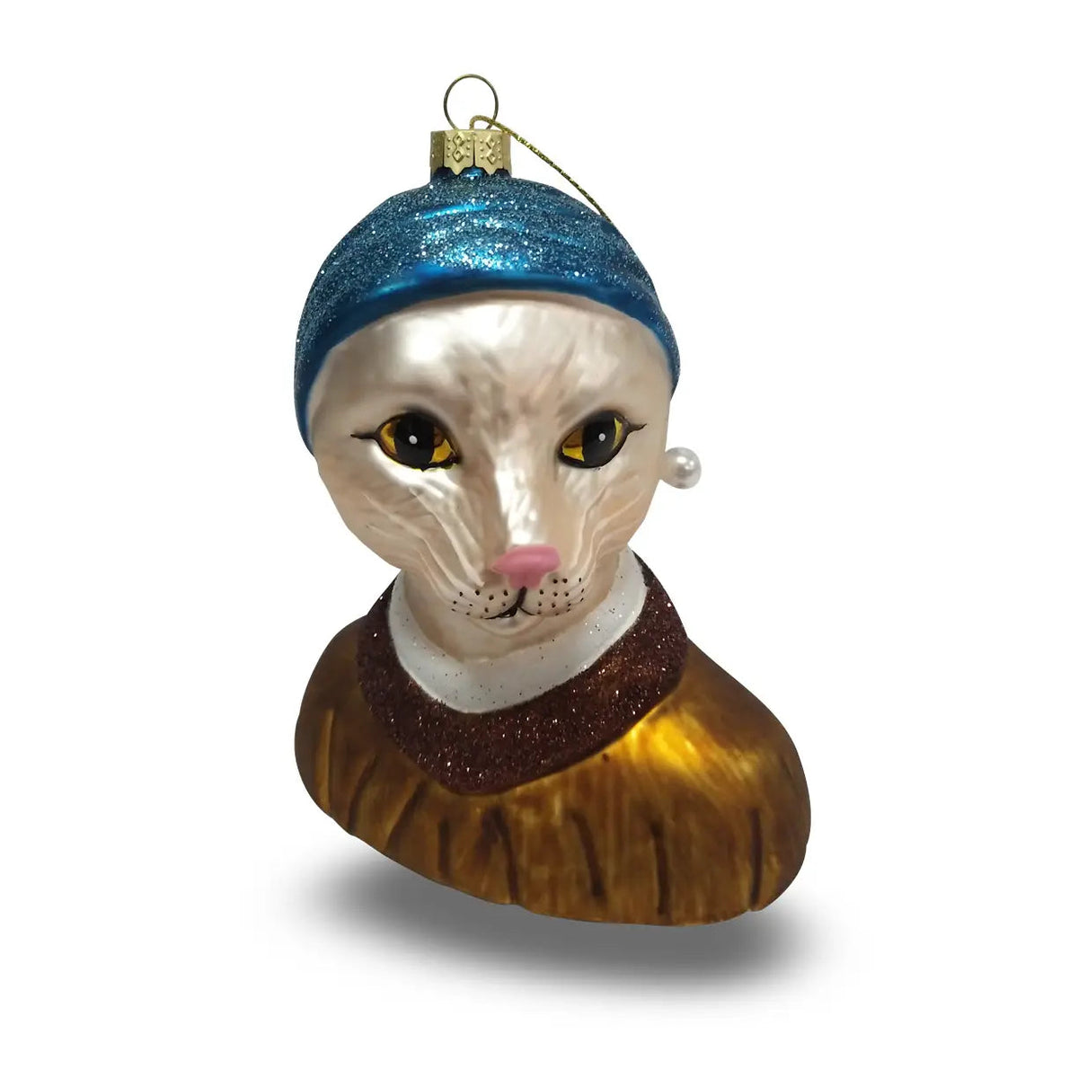 Weihnachtsanhänger weiße Katze « La Jeune Fille à la perle »