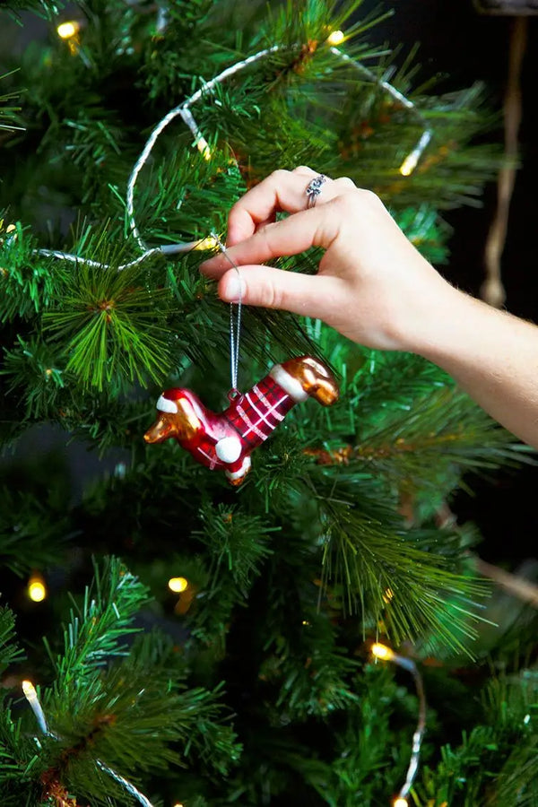 Kerstbal met teckelmotief