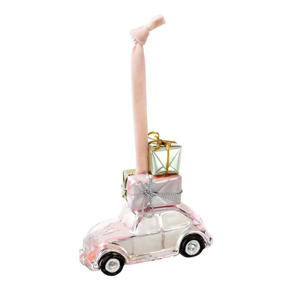 Roze auto kerstbal